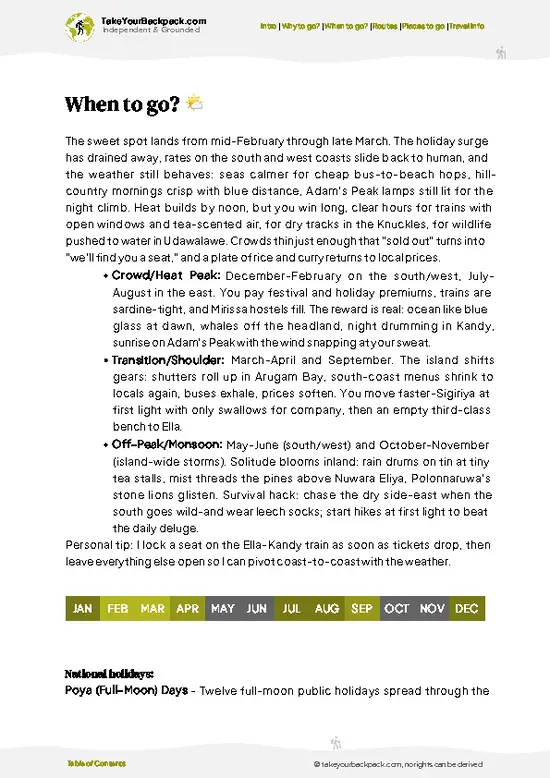 example page 3 from our offline Travel Guide for Sri Lanka